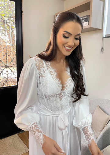 Robe Poliana com Camisola em Renda Chantilly para Noiva