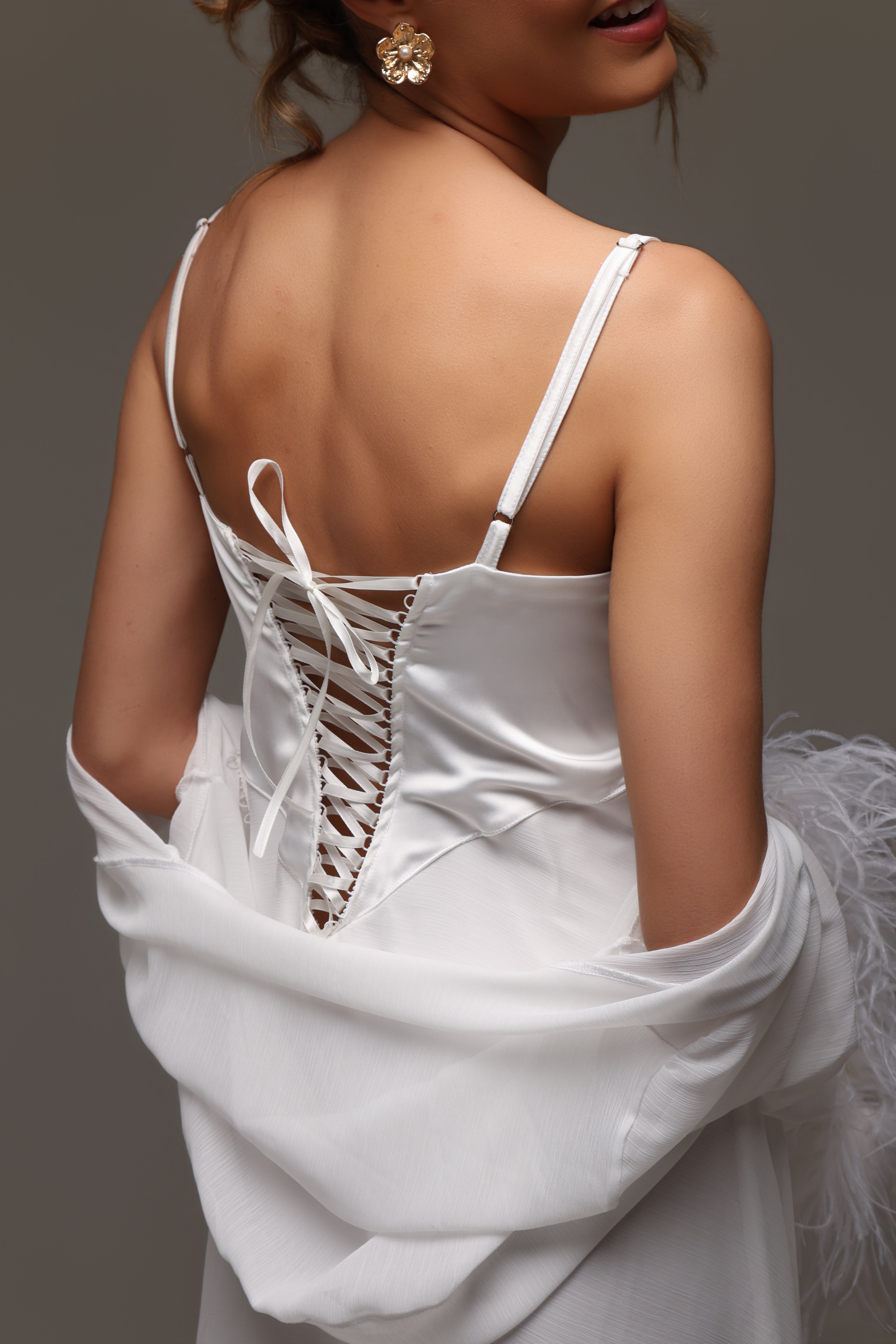 Camisola Luxo com Bolero para Noiva com Mangas em Plumas Luxo