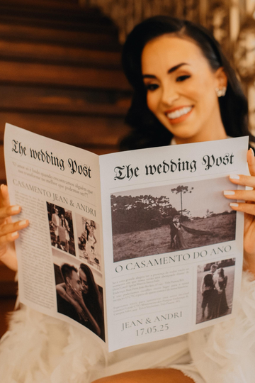 Kit com 20 Jornais de Casamento Personalizados Making Of dos Noivos