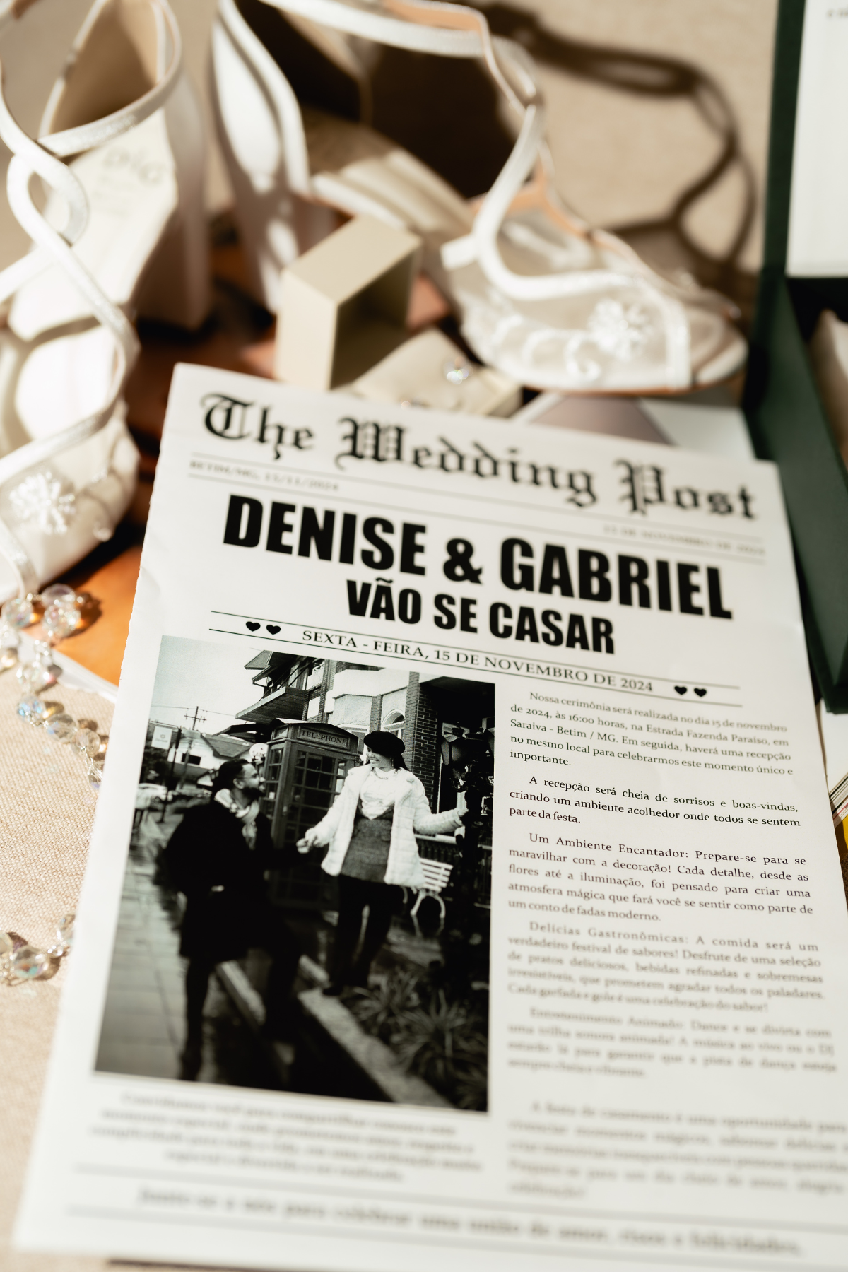 Kit com 20 Jornais de Casamento Personalizados Making Of dos Noivos