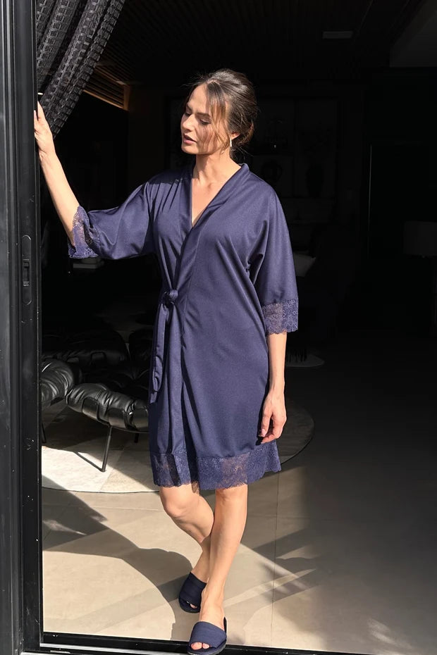 Robe Azul Marinho Merida para Madrinha e Mãe da Noiva Azul escuro
