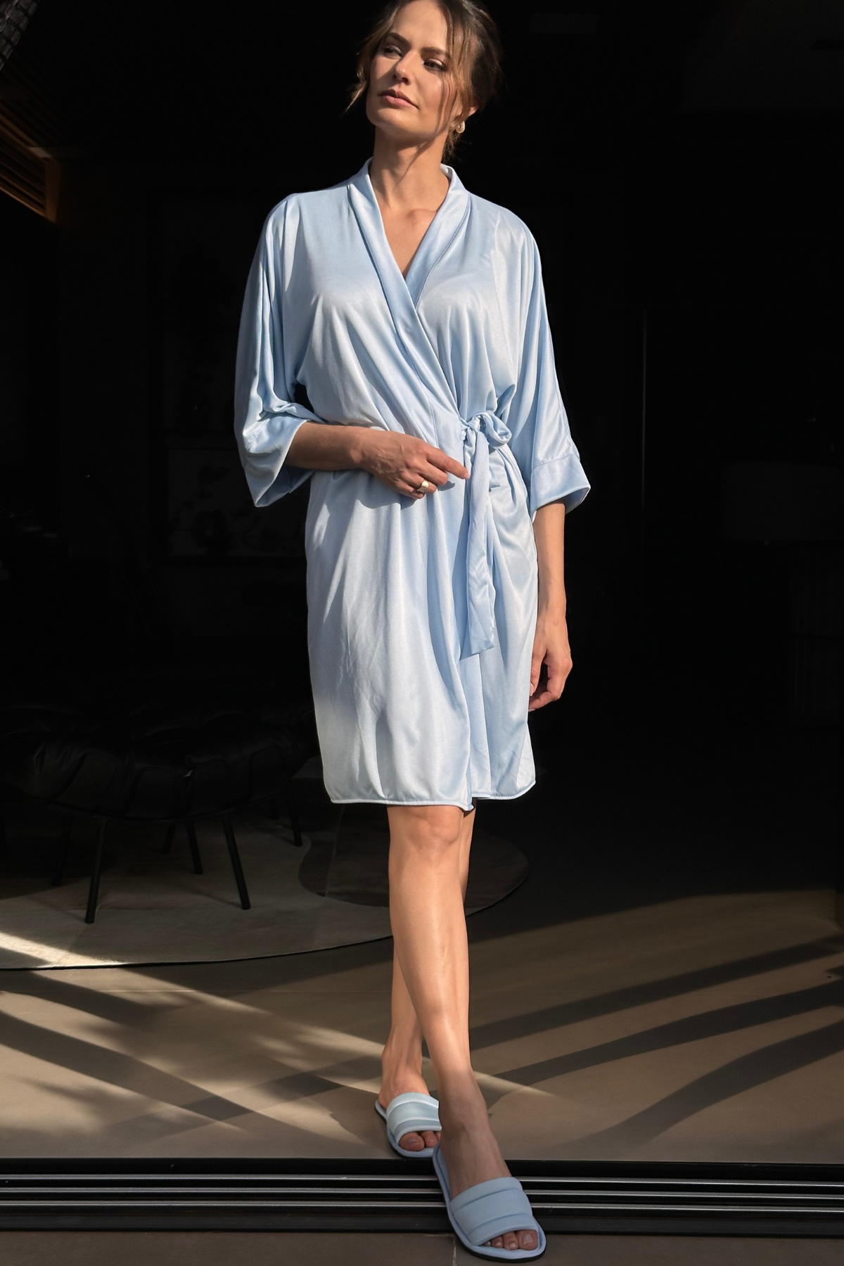 Robe Merida Azul Bebê para Madrinha e Mãe da Noiva Azul Claro