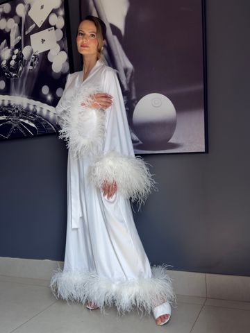 Robe Livia Longo com Plumas Extremamente Luxo