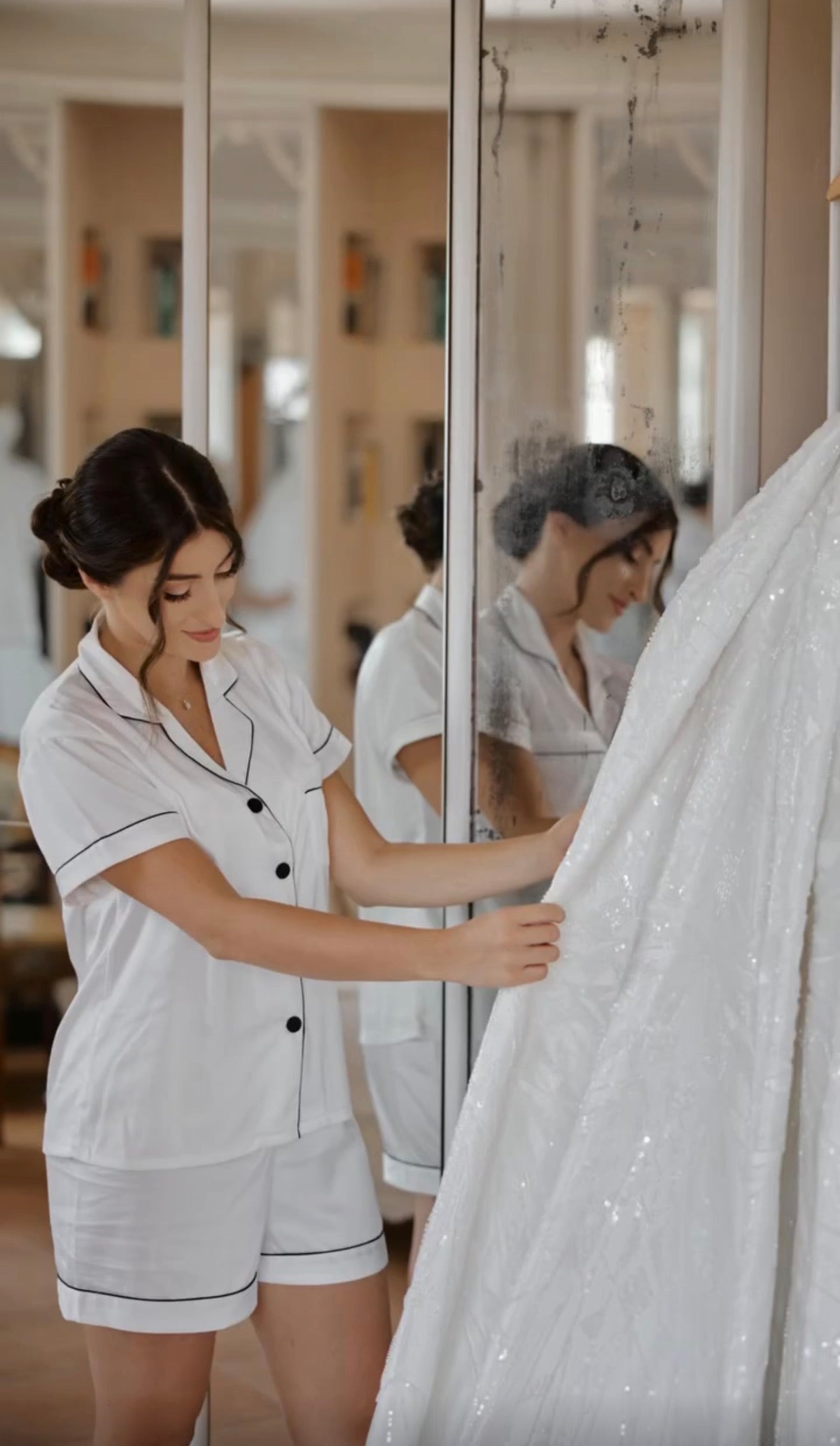 Pijama Lori Personalizado com Detalhes em Friso para Noiva