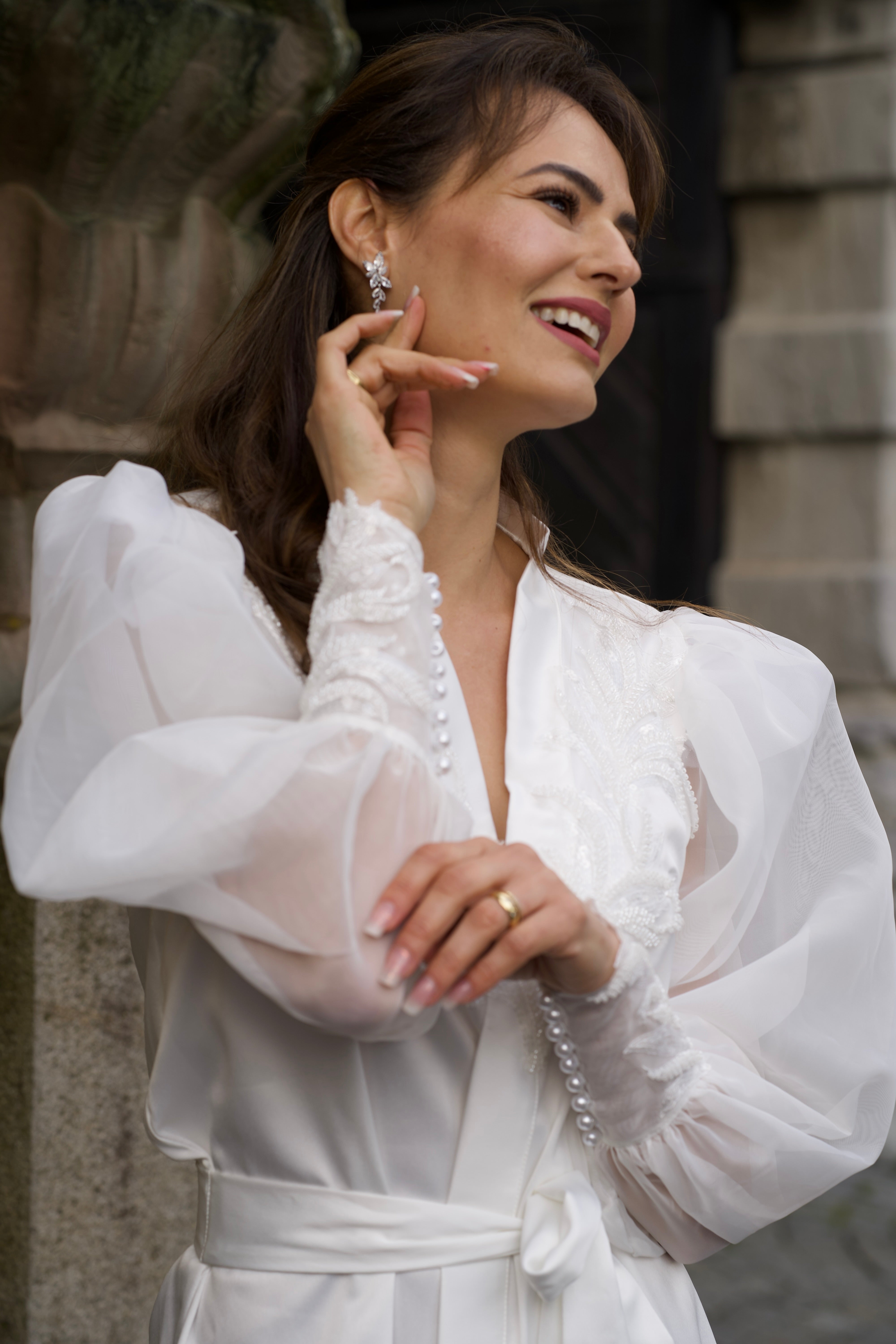 Robe Munique Bordado em Miçanga Artesanais para noivas clássicas