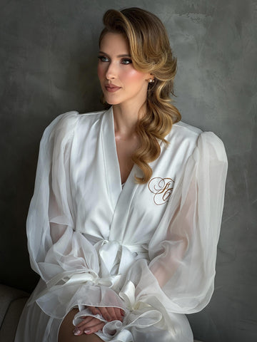 Robe Jade Mangas Bufantes em Organza