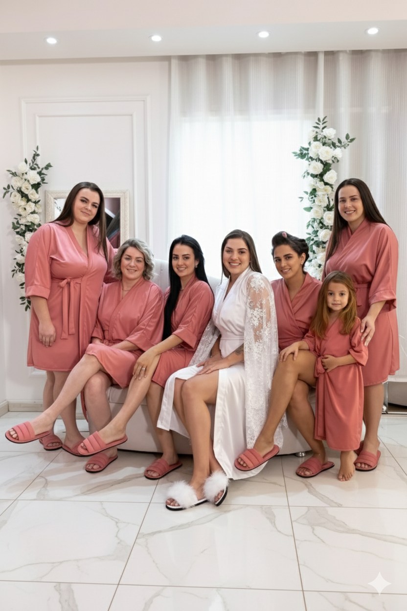 Robe Rosa Canela Merida Para Madrinha ou Mãe da Noiva Rosê Chá