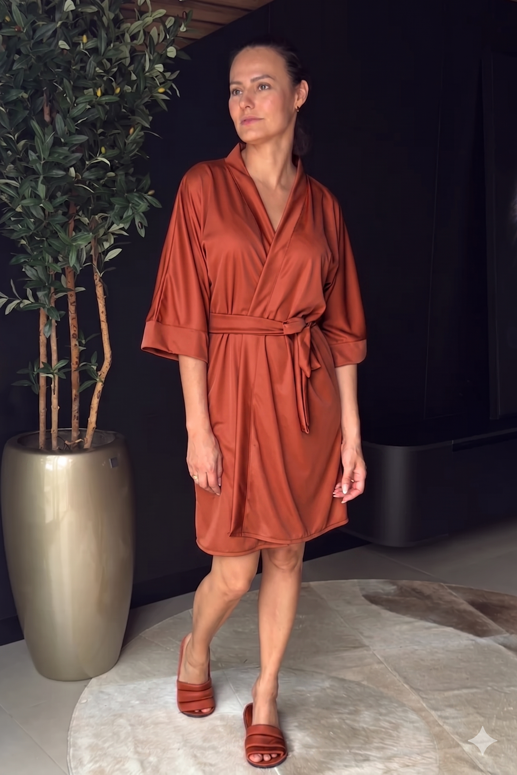 Kit Merida Robe + Pantufa Terracota Para Madrinhas e Mães