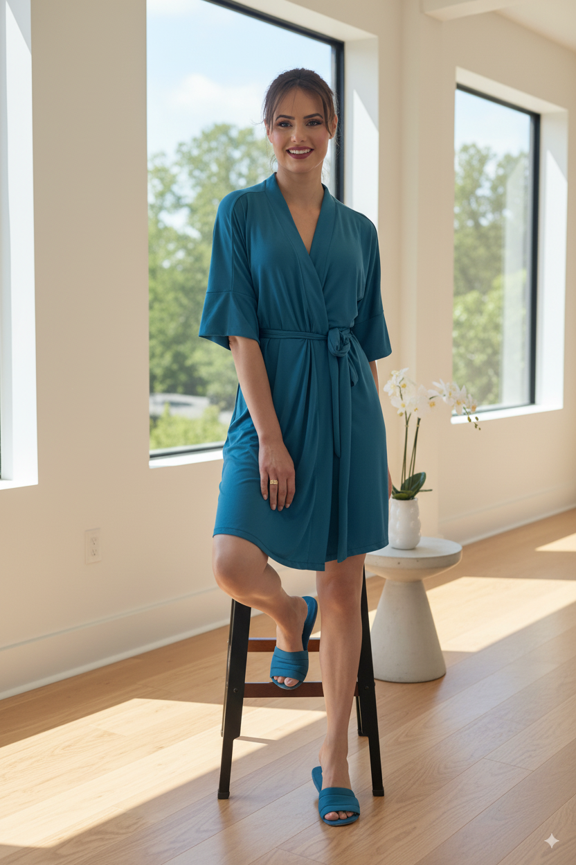 Robe Merida Azul Petróleo para Madrinha e Mãe da Noiva Verde Petroleo