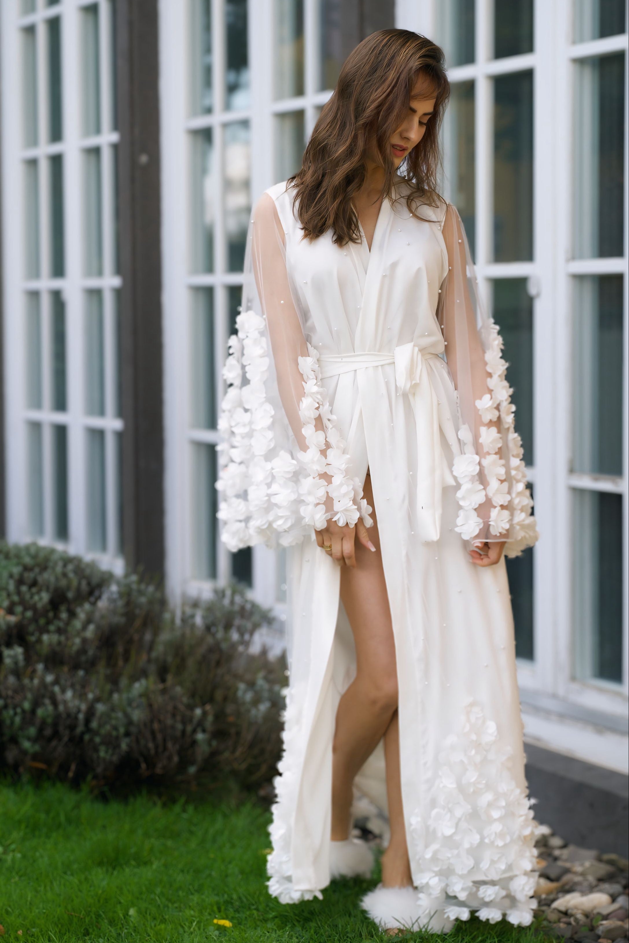 Robe Blume em Tule 3D com Pérolas Luxo