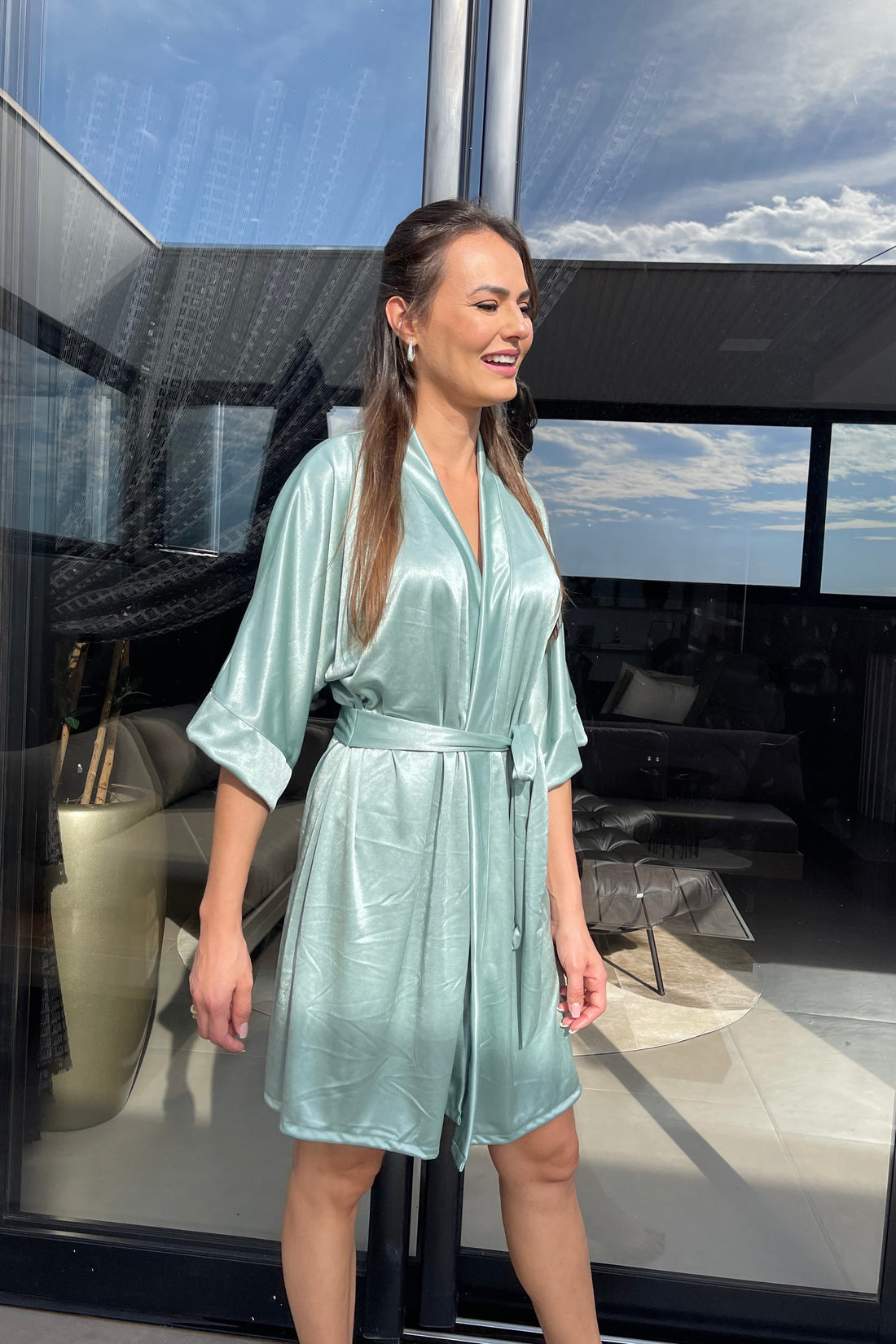 Robe Ceti Verde Menta Para Madrinhas e Mãe da Noiva