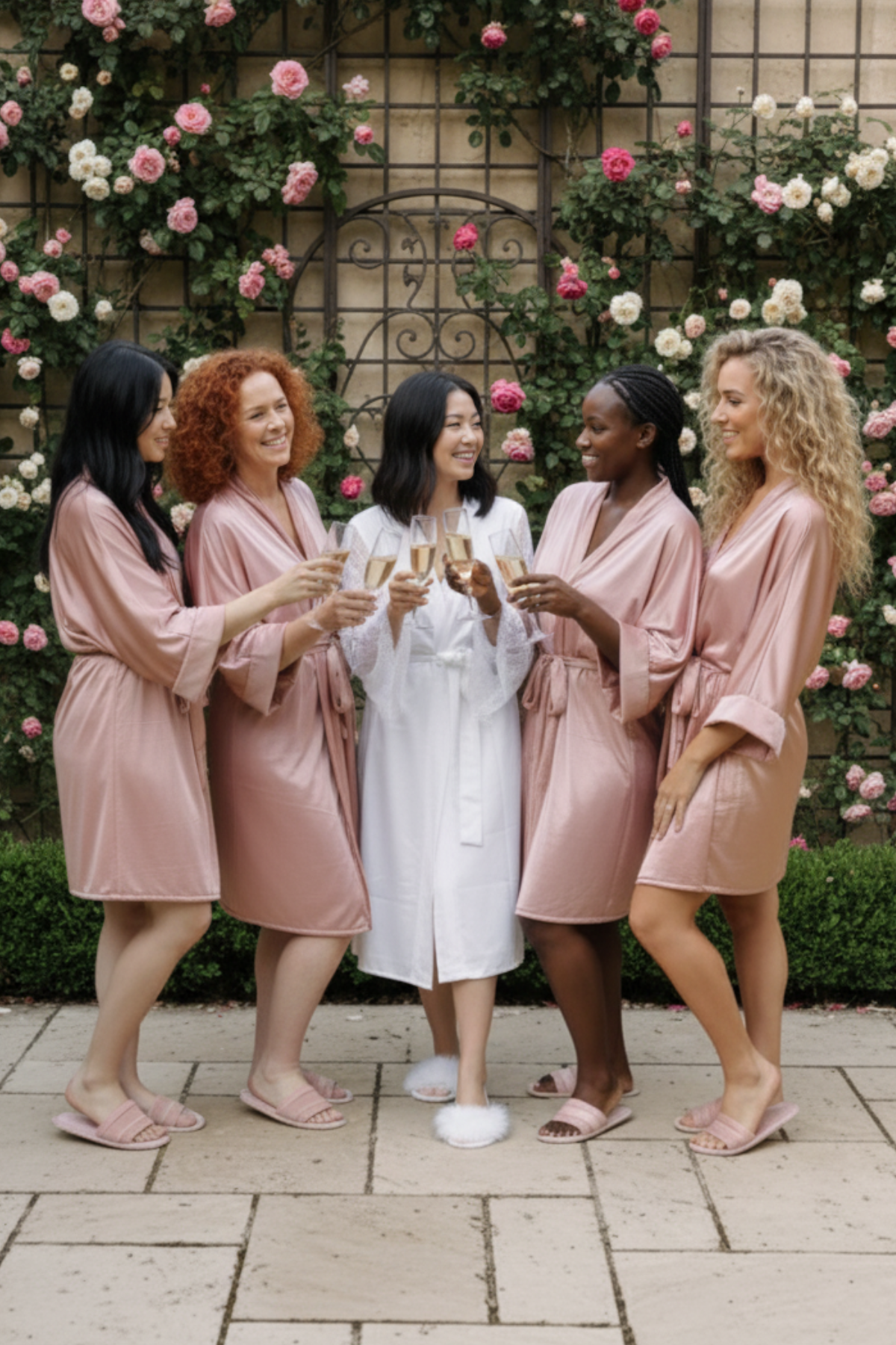 Kit Robe + Pantufa Chinelinho Ceti Rose Para Madrinhas e Mãe da Noiva