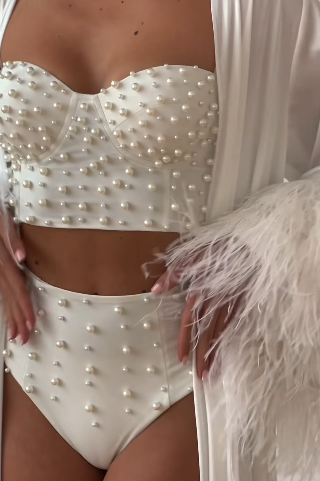 Langerie de Perola para Robe Ensaio Boudoir