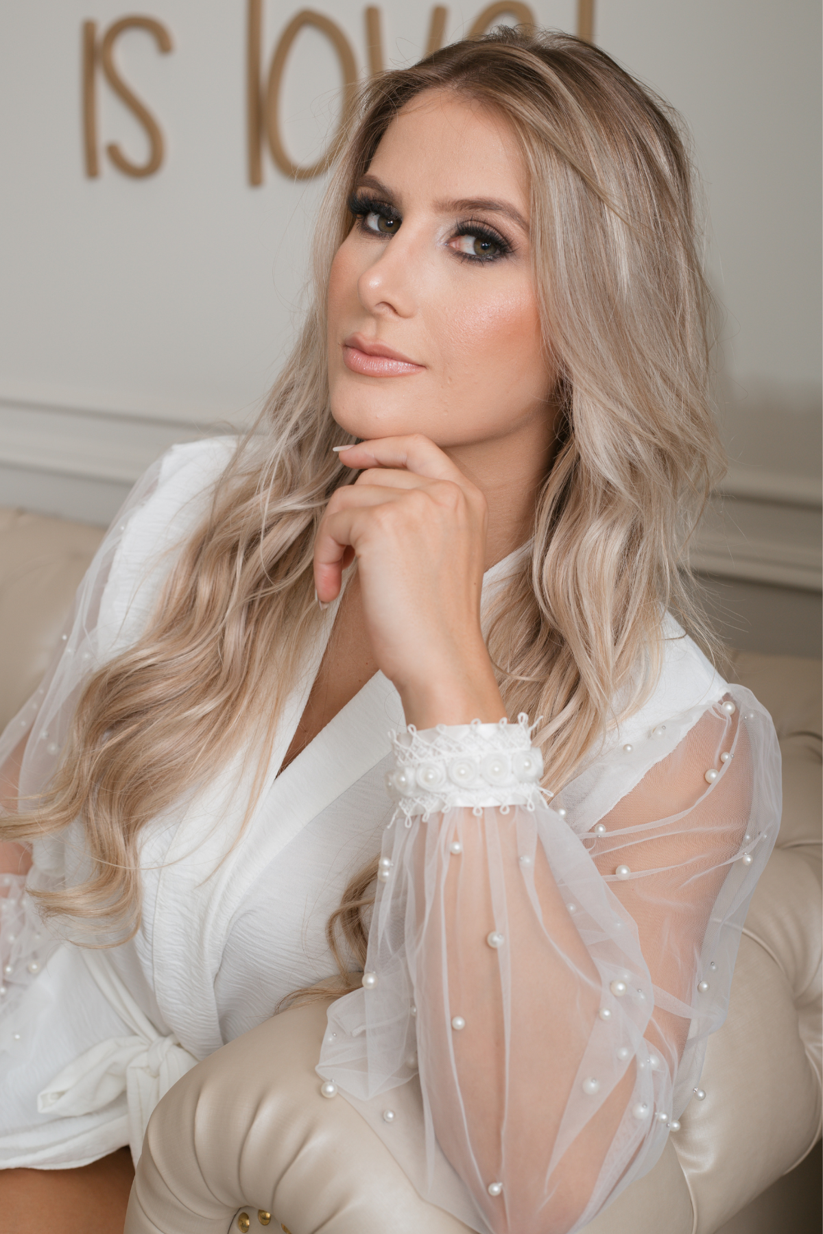 Robe Mayara Longo com Tule Bordado em Pérolas para dia da Noiva