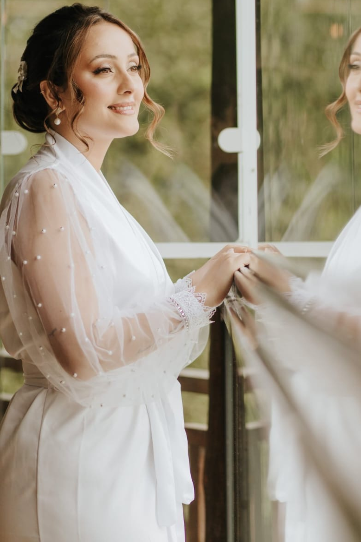 Robe Mayara Longo com Tule Bordado em Pérolas para dia da Noiva