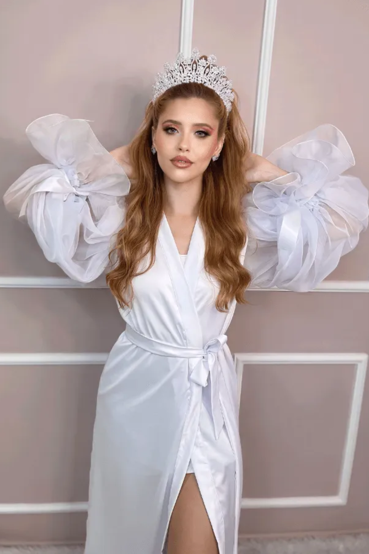 Robe Jade Mangas Bufantes em Organza