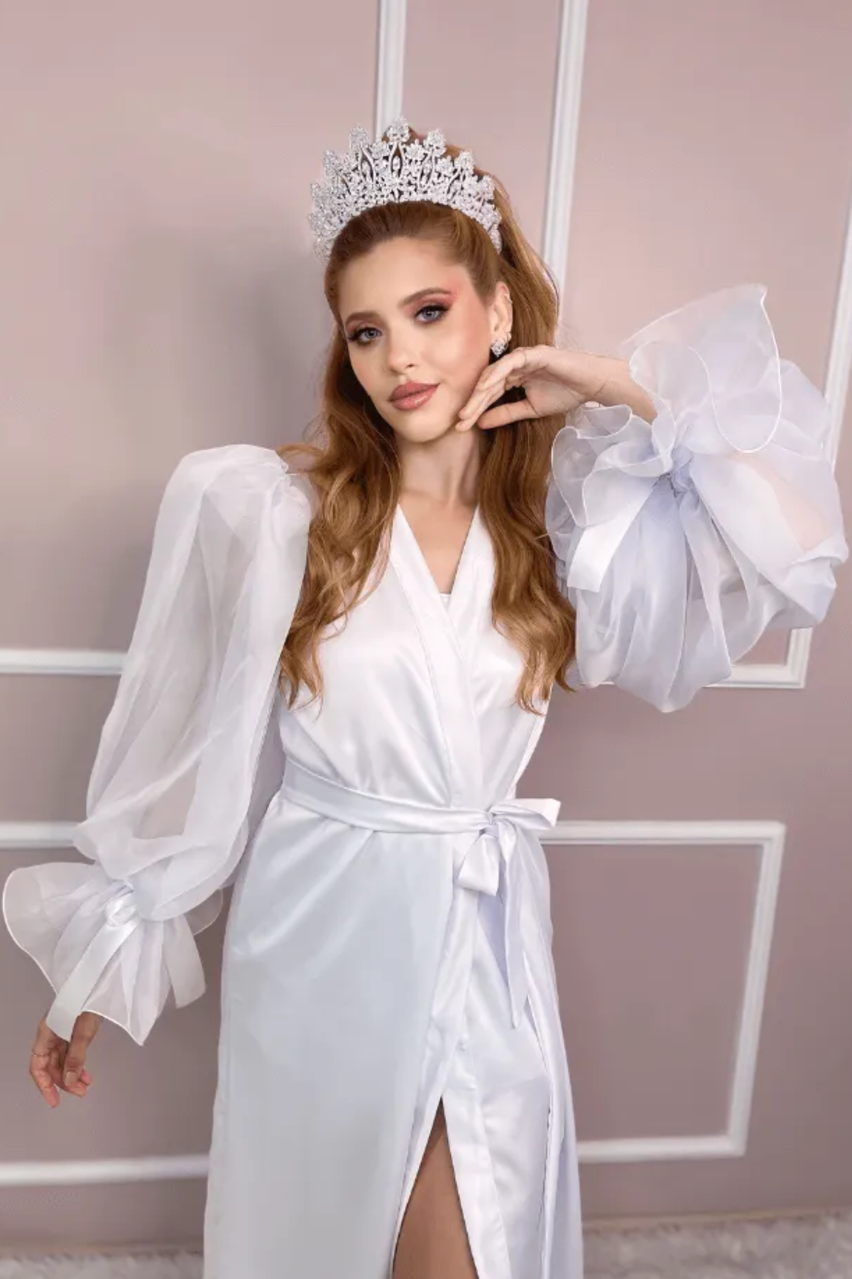 Robe Jade Mangas Bufantes em Organza