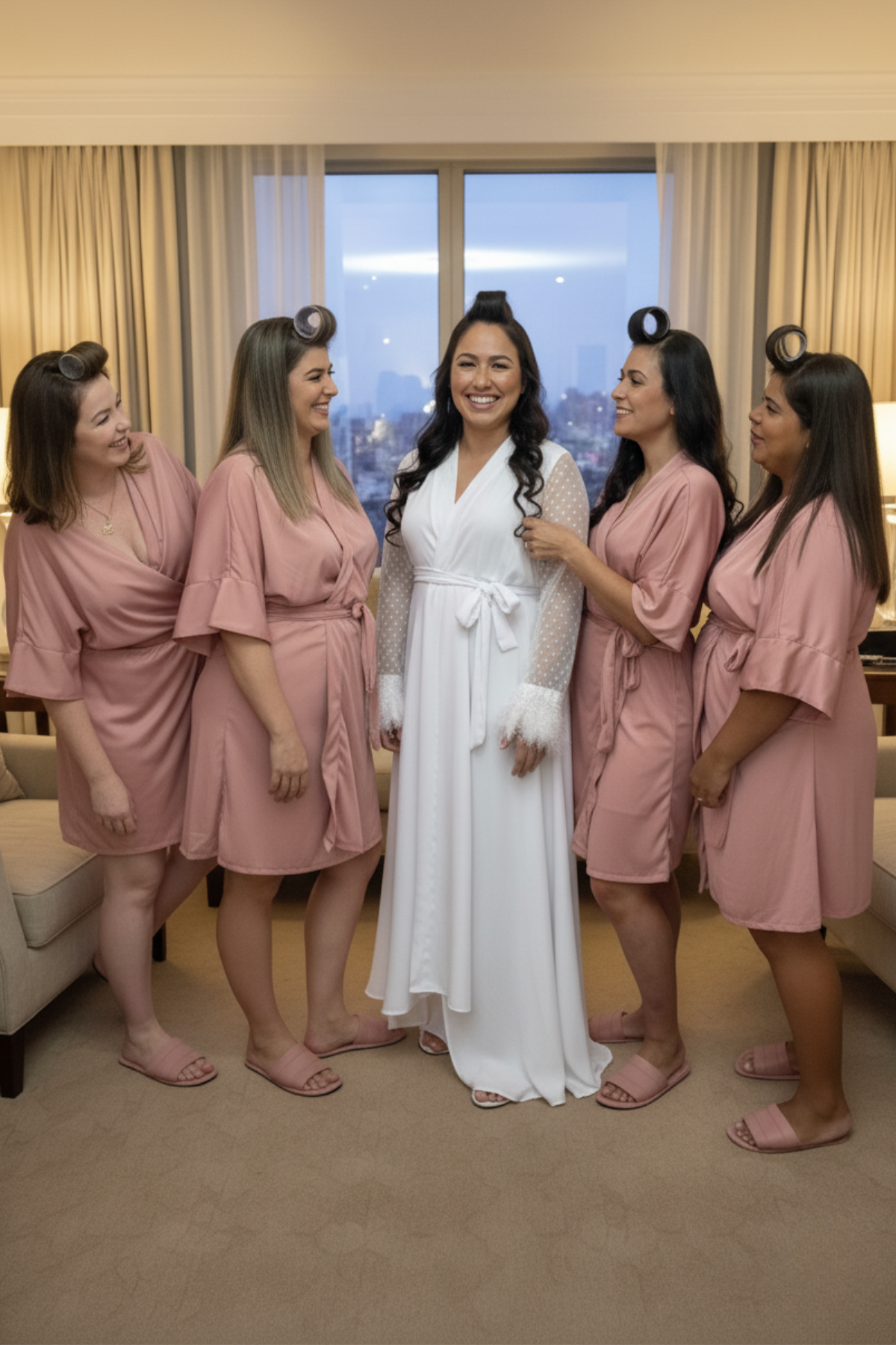 Robe Rose Merida Madrinha Mãe da Noiva e Daminha NÃO amarrota