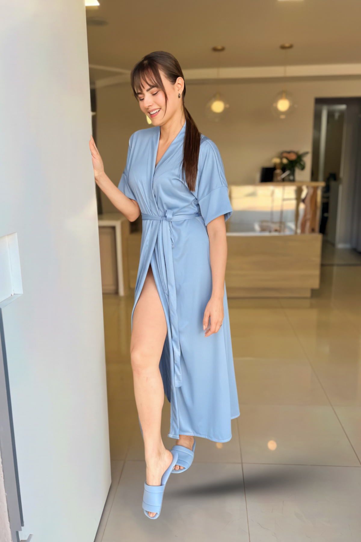 Robe Merida Azul Bebê para Madrinha e Mãe da Noiva Azul Claro