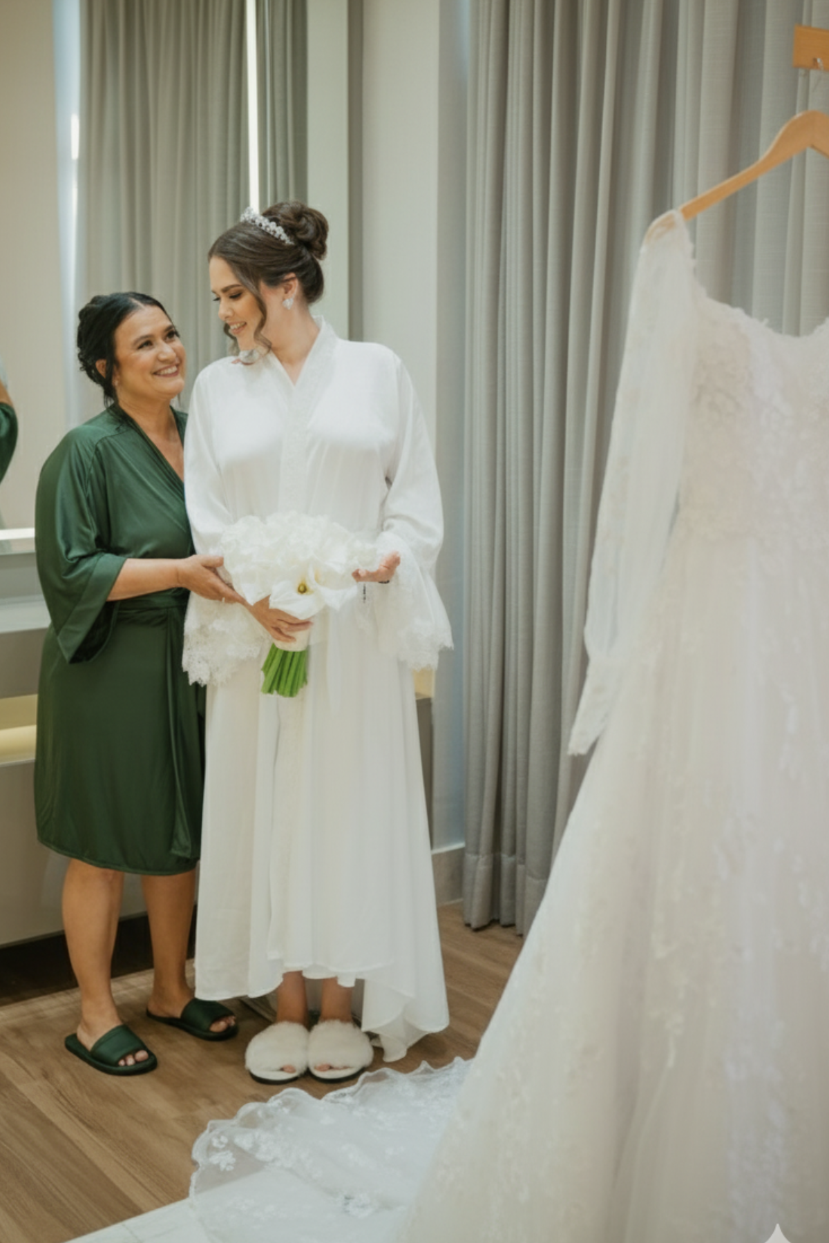 Robe Verde Esmeralda Merida Para Madrinhas e Mães de Noiva Musgo