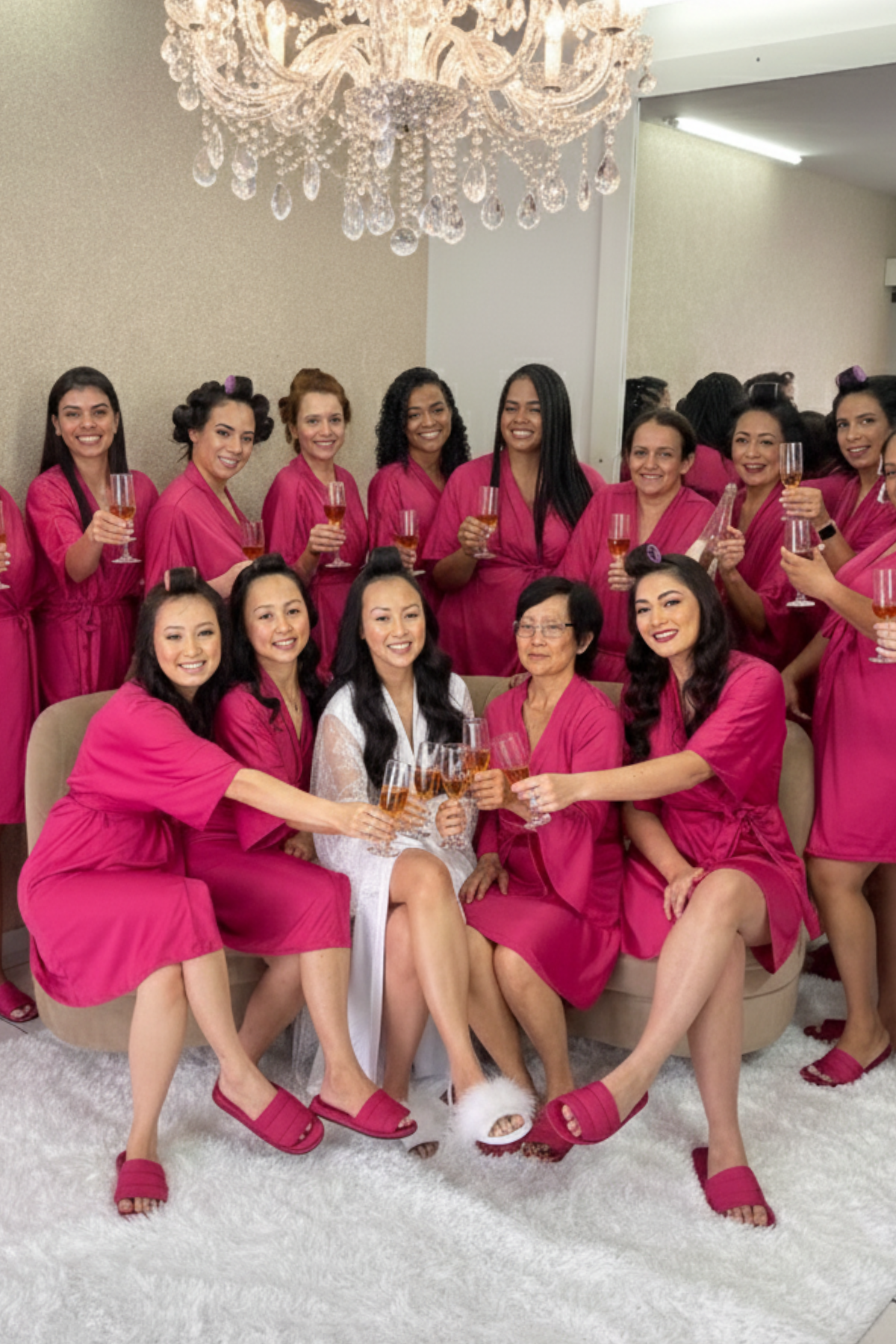 Robe Rosa Pink Merida Para Madrinhas e Mães de Noiva Rosa Choque