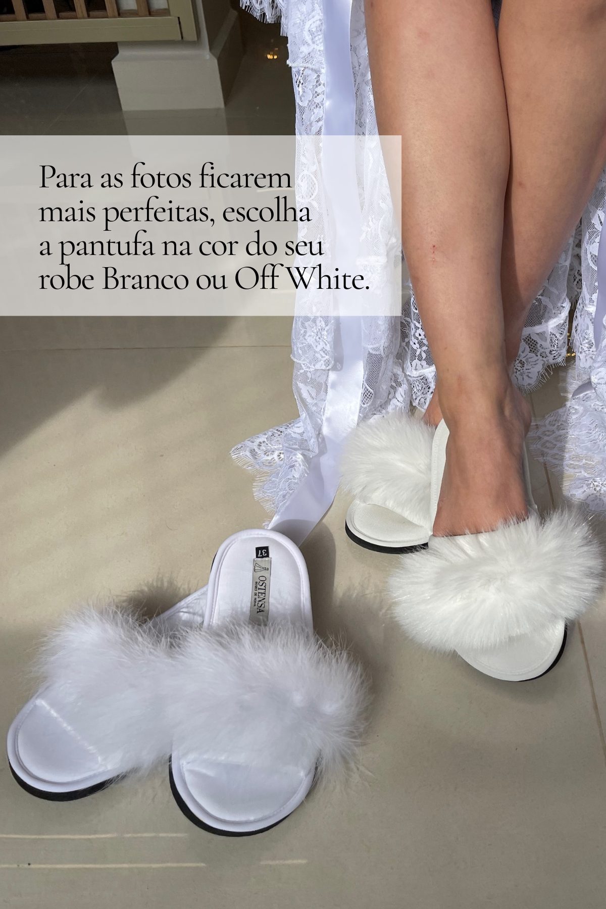 Pantufa Chinelinho Pompom Noiva Velcro Prática de Lavar