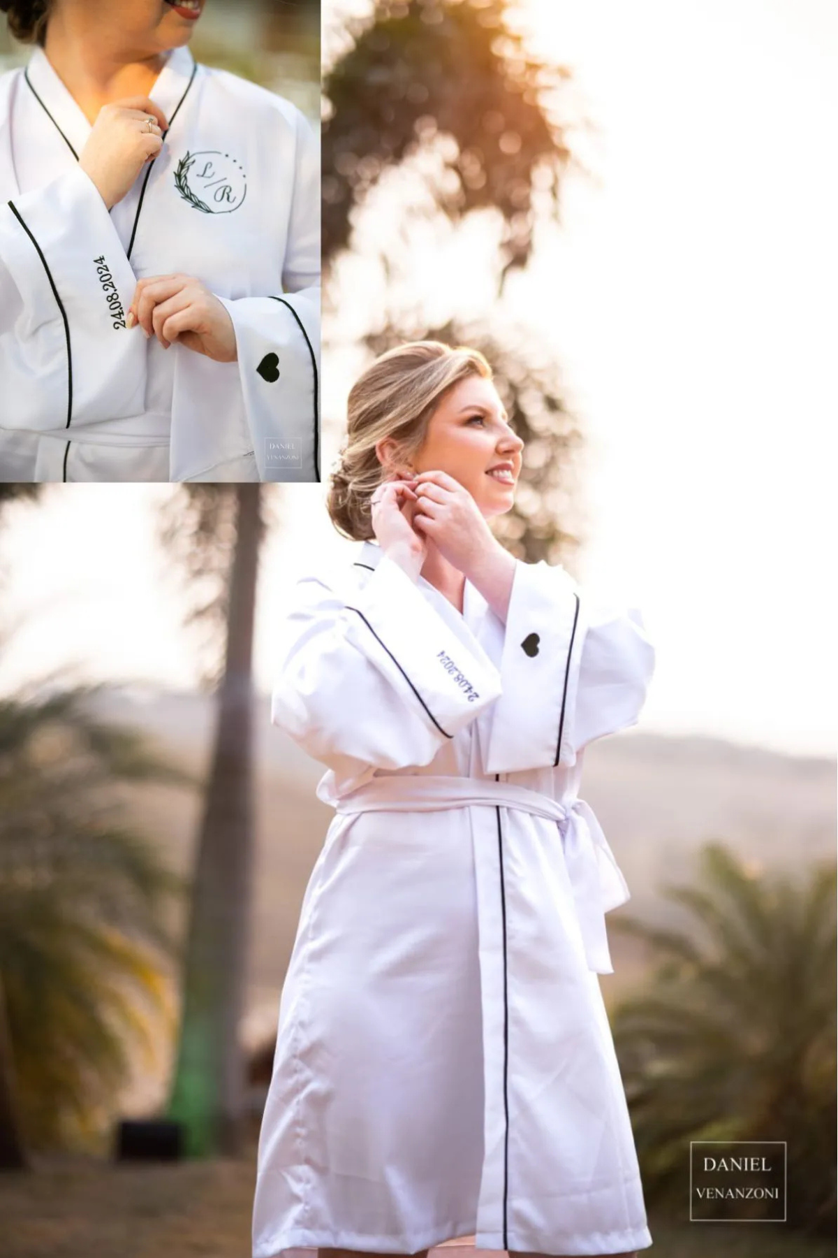 Robe Lori com Detalhes em Friso Premium Personalizado para Noiva Classica