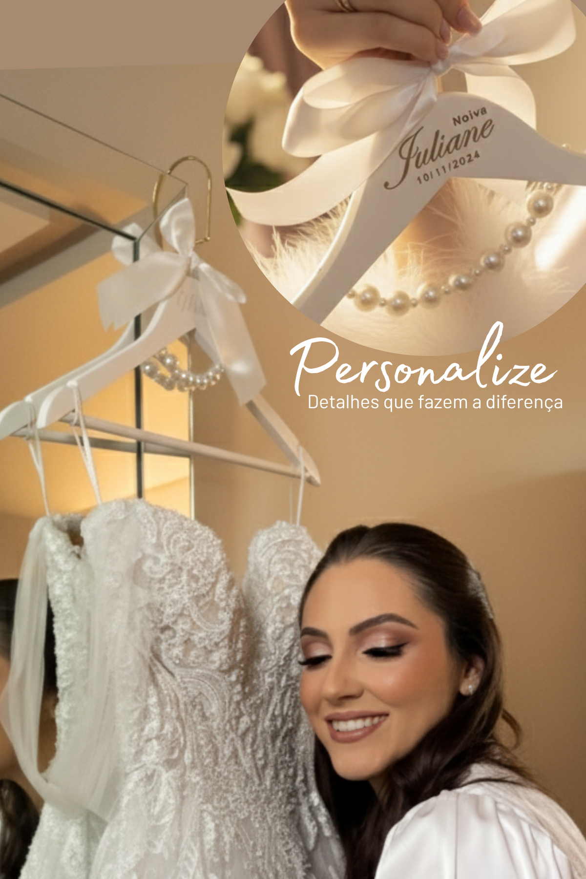 Cabide Personalizado Casamento para Making Off Cabide Noiva Luxo