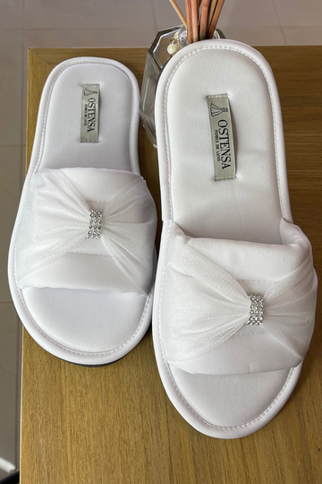 Pantufa Pérola de Noiva Lavável Chinelinho Branco e Confortável