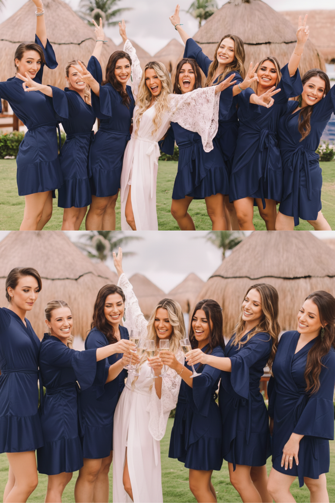 Robe Talita Azul Marinho para Madrinhas e Mães Não amarrota