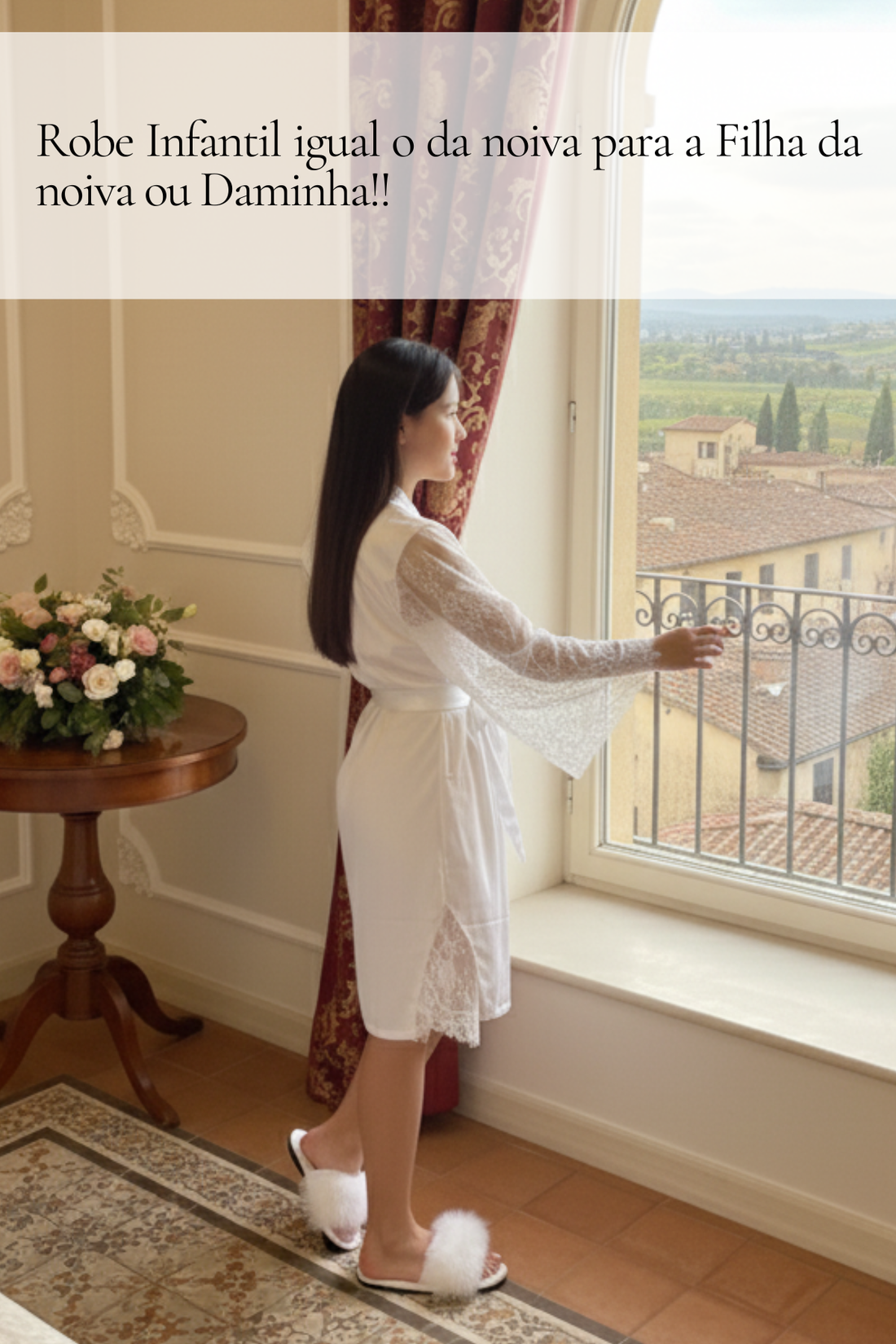 Robe Cloe Curto com Renda Chantilly Francesa