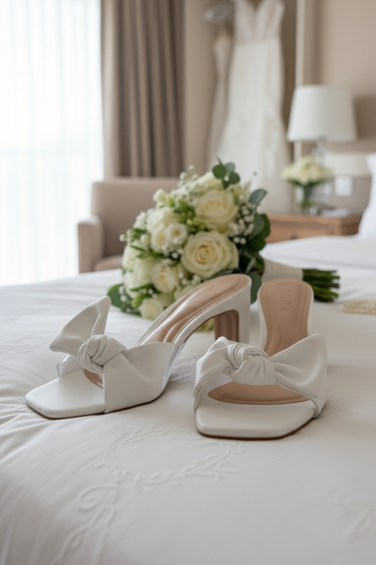 Tamanco Mavie para Noiva com Laço e detalhe transparente