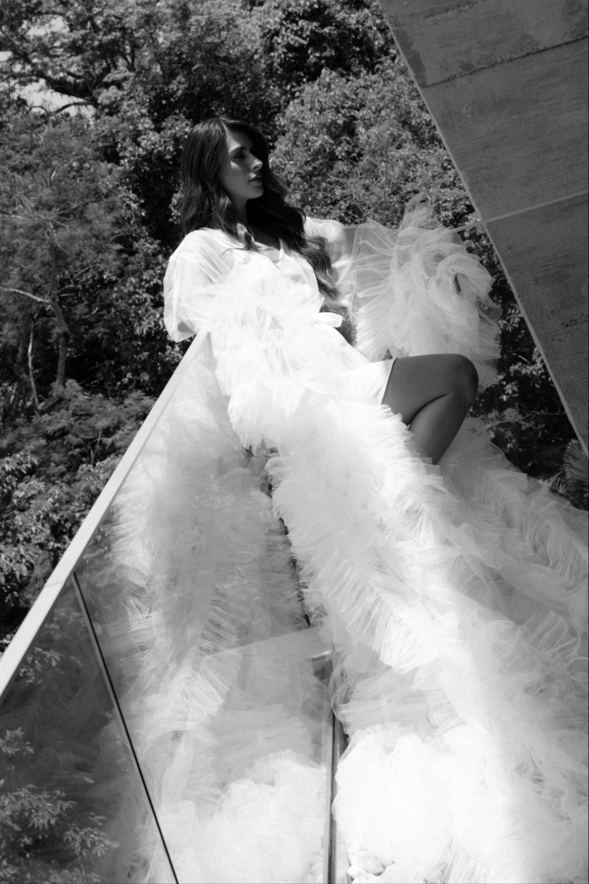 Robe Luana Longo de Tule com Babados Acompanha Camisola