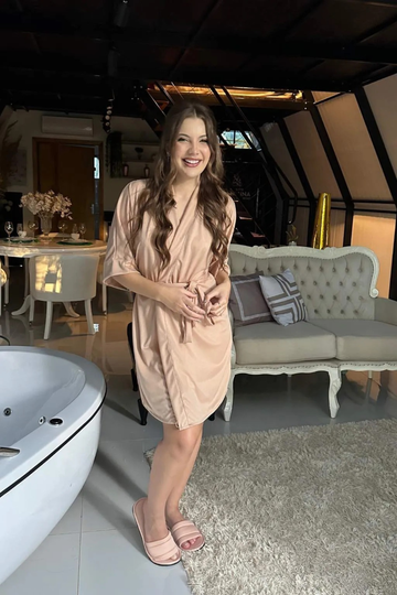 Robe Palha Rosado Merida Madrinha Mãe da Noiva e Daminha NÃO amarrota
