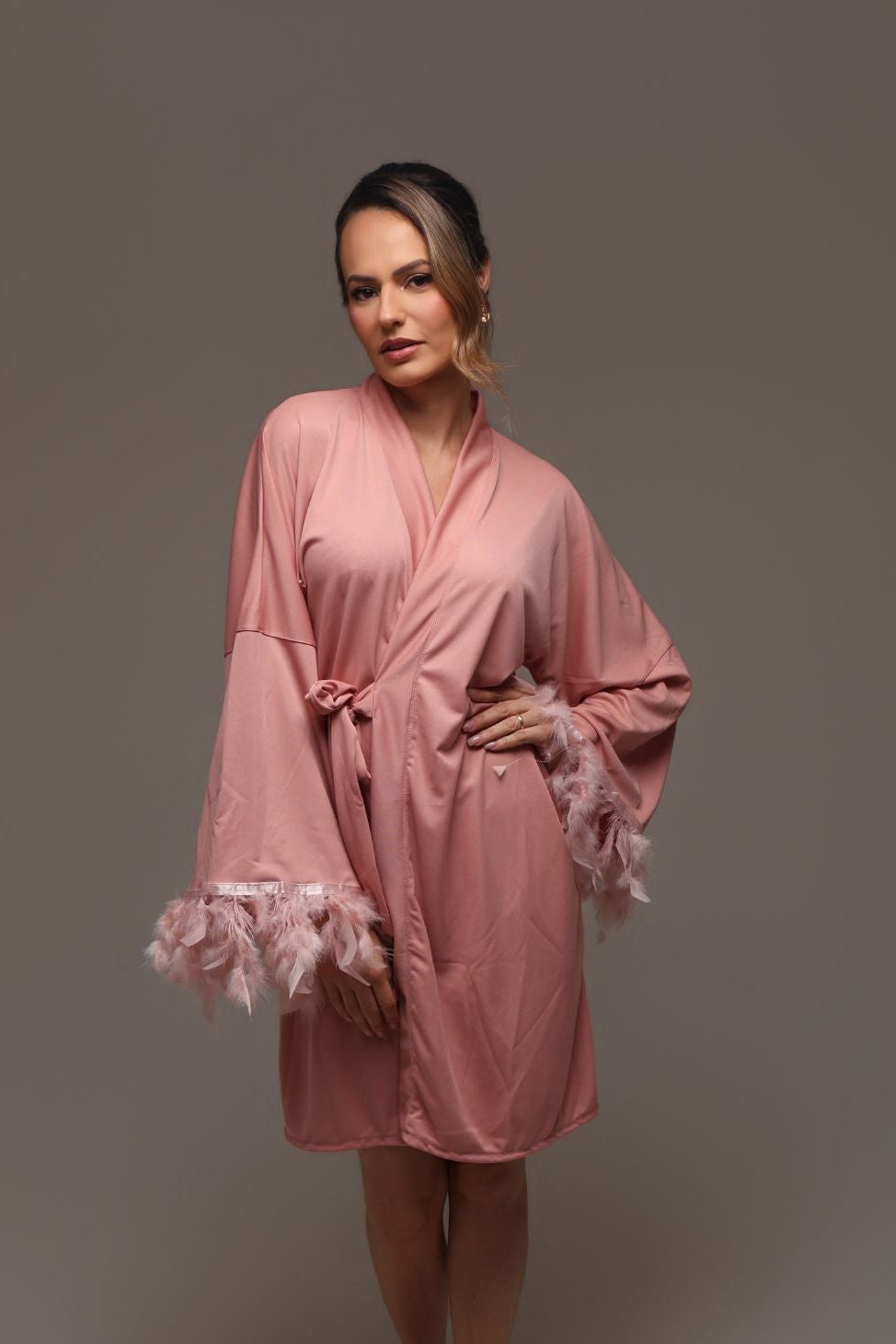 Robe de Plumas Rose Tati Para Madrinhas e Mães