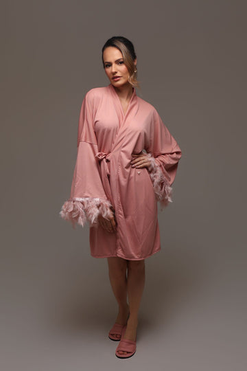 Robe de Plumas + Pantufa Rose Tati Para Madrinhas e Mães