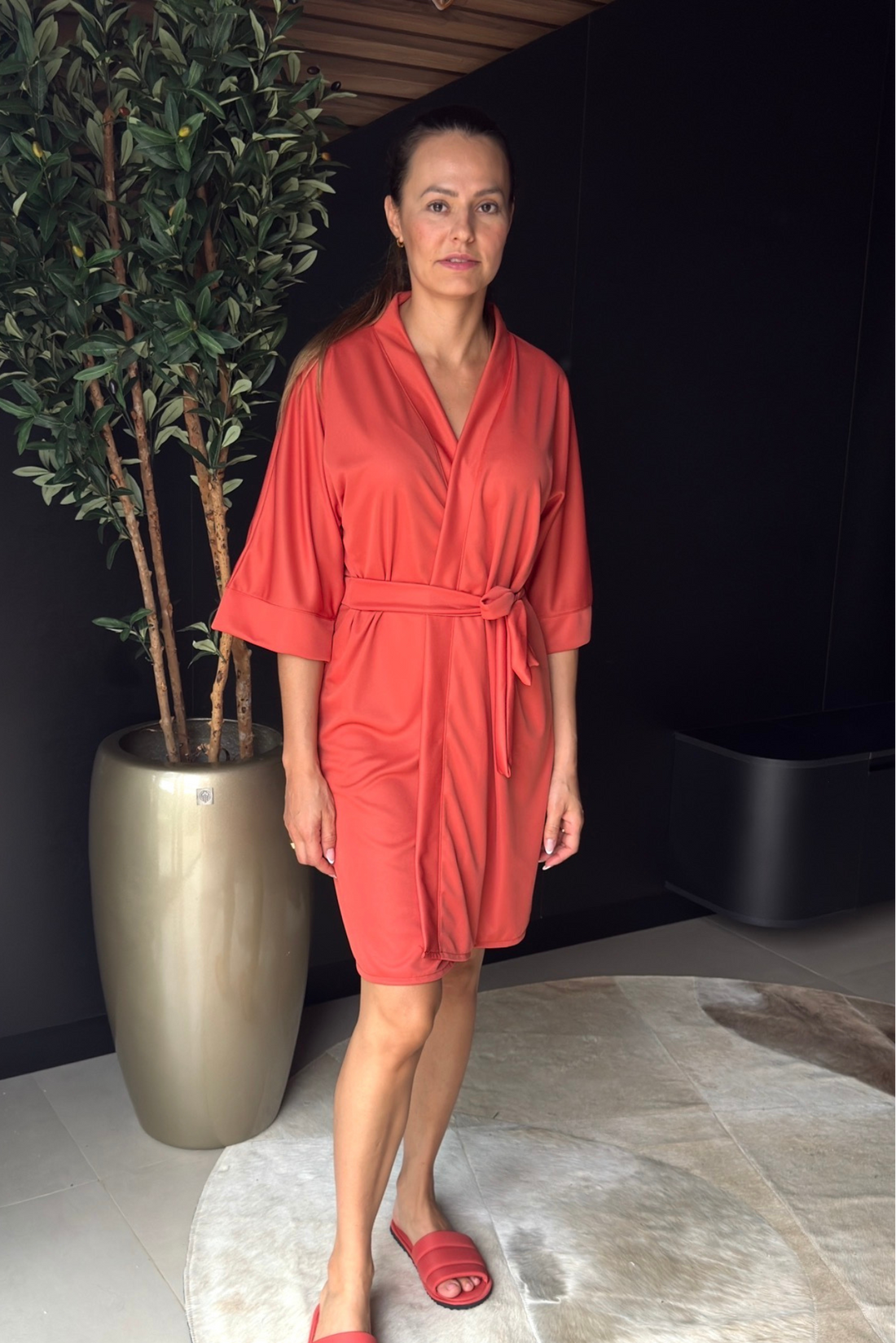 Kit Robe + Pantufa Terracota Merida Para Madrinhas e Mães