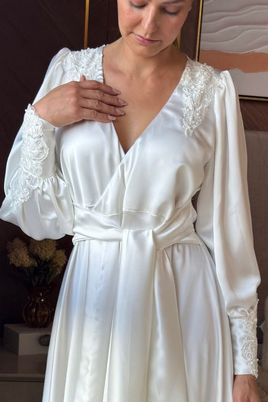 Robe Daiara Bordado em Pérolas para noivas clássicas