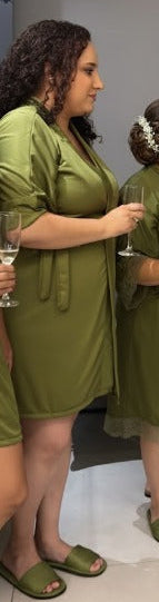 Robe Verde Oliva Merida Madrinha Mãe da Noiva Musgo NÃO Amarrota