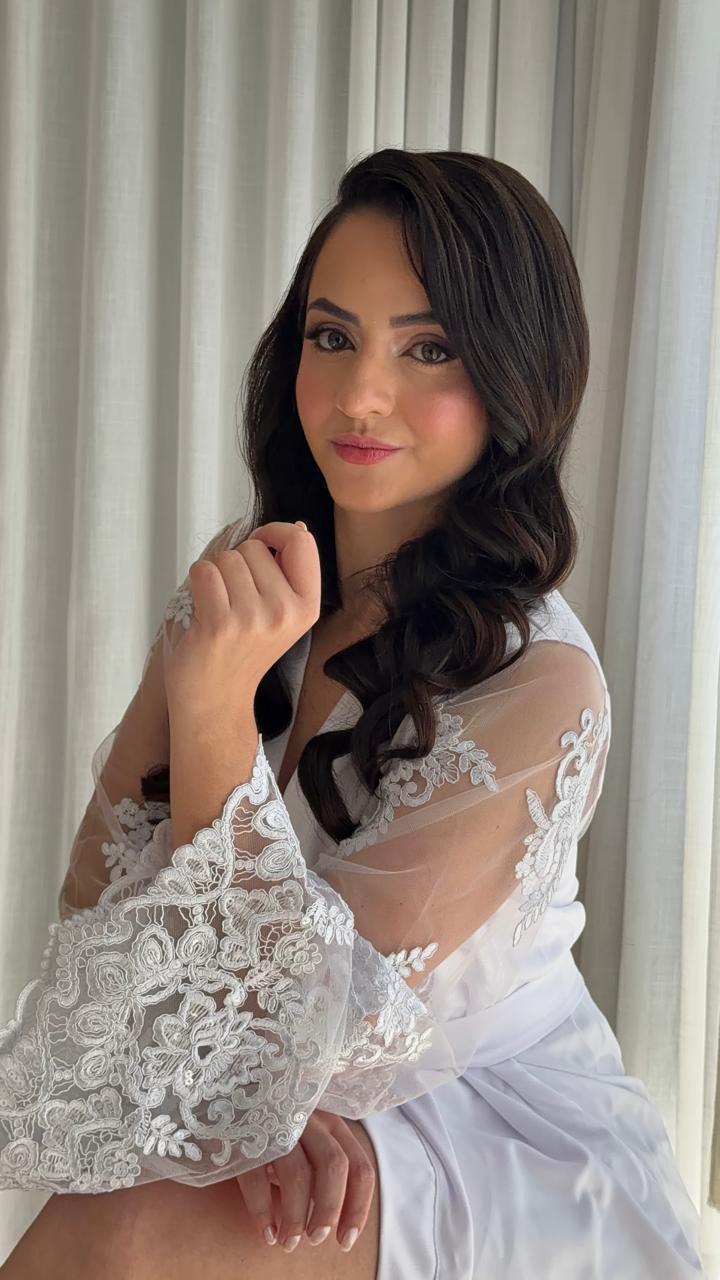 Robe Sandy Longo em Tule Bordado Inglês