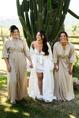 Kit Robe + Pantufa Mocha Mousse Merida Para Madrinhas e Mães