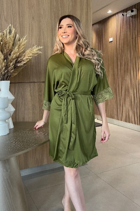 Robe Merida Verde Oliva Madrinha Mãe da Noiva Musgo NÃO Amarrota
