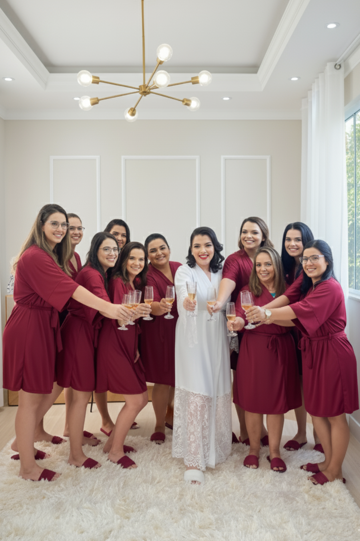 Kit Robe + Pantufa Marsala Merida Para Madrinhas e Mães de Noiva