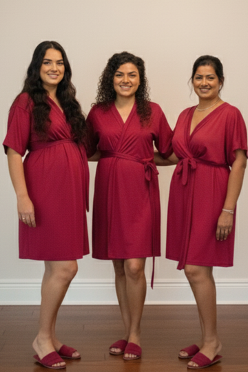 Kit Robe + Pantufa Marsala Merida Para Madrinhas e Mães de Noiva