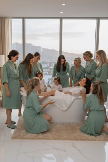 Robe Verde Sálvia Merida Para Madrinhas e Mães da Noiva