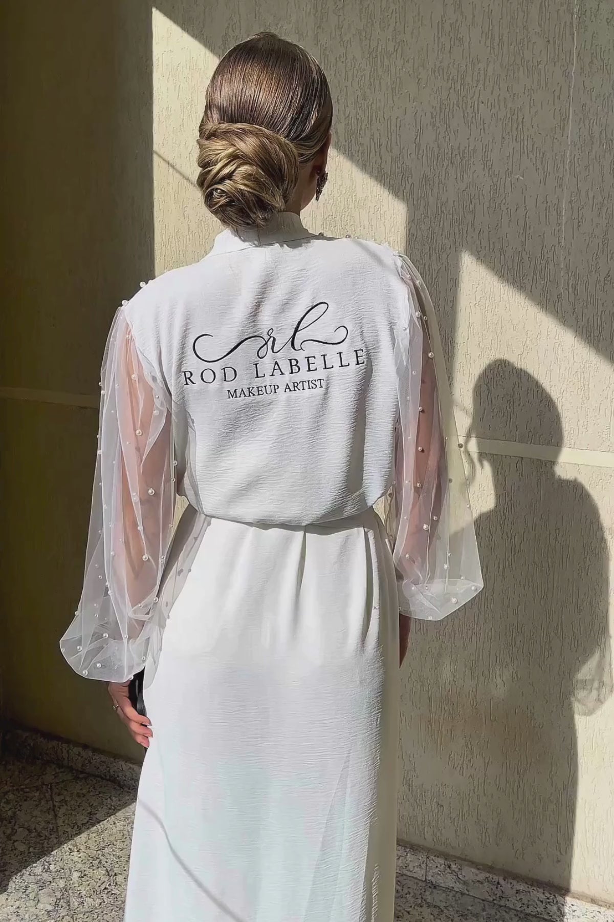 Robe Maya Longo em Tule Transparente Bordado com Pérolas para Noiva