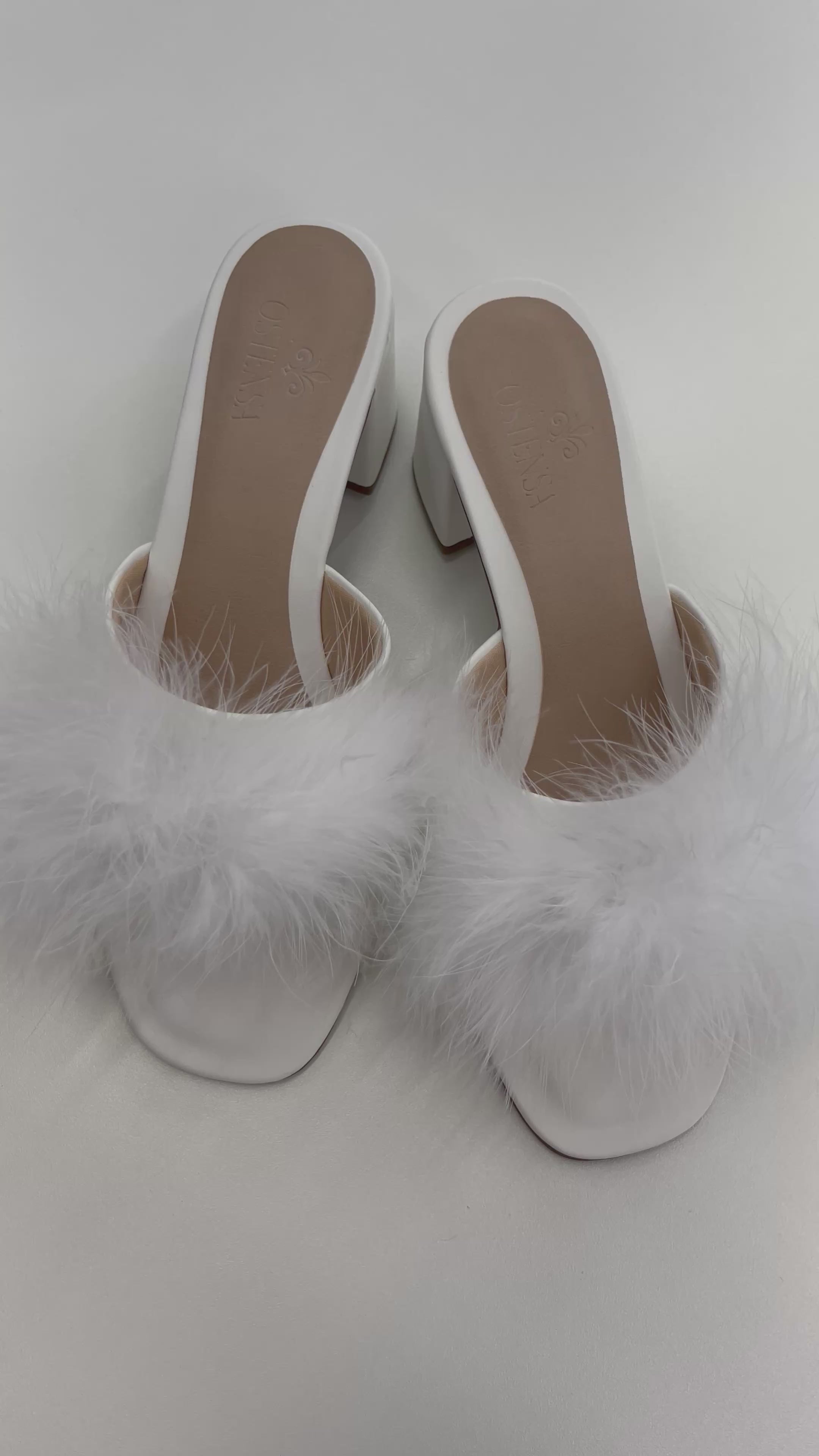 Tamanco Paris Branco com Plumas Luxo para Noivas
