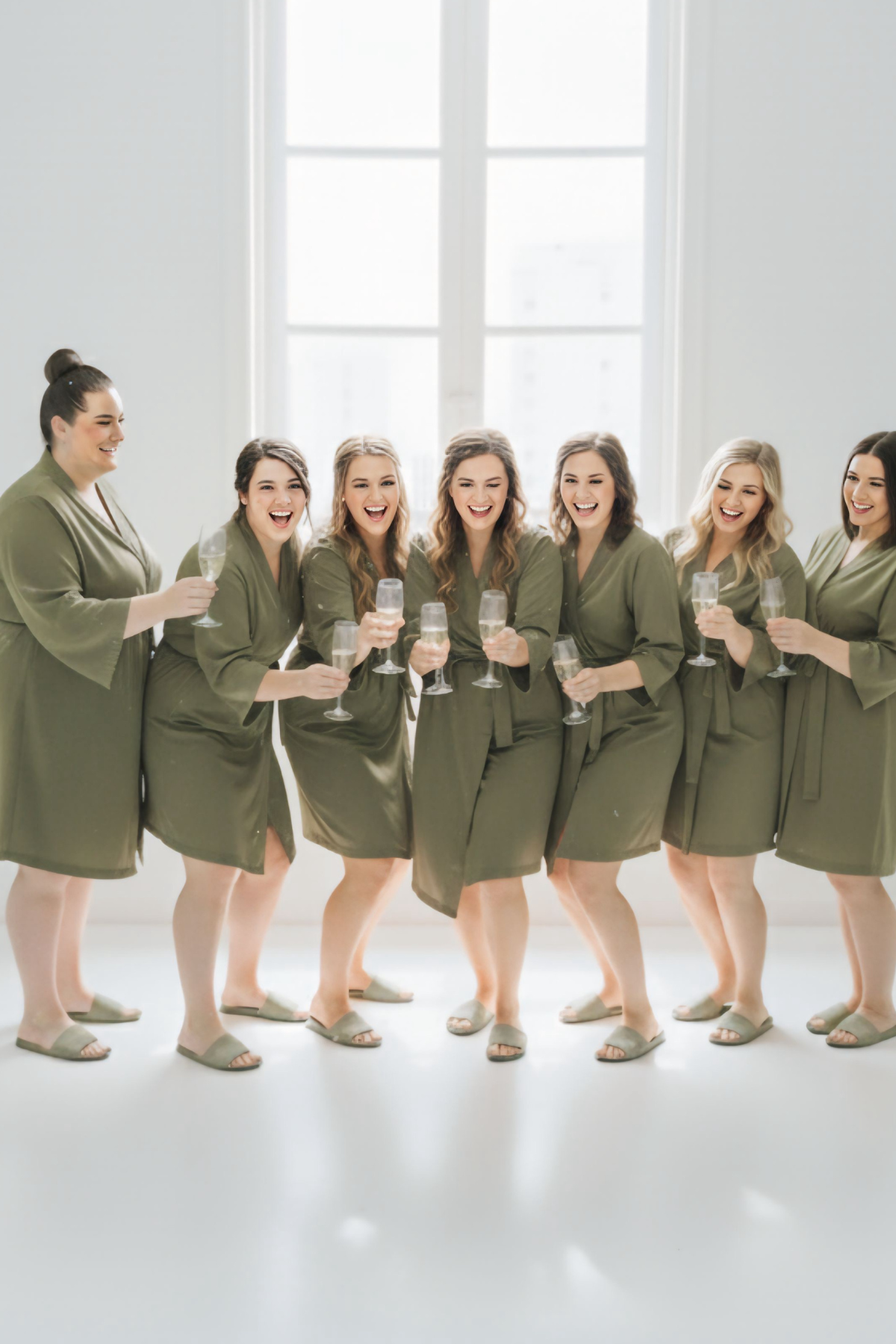 Kit Robe + Pantufa Chinelinho Verde Oliva Merida Madrinha e Mãe