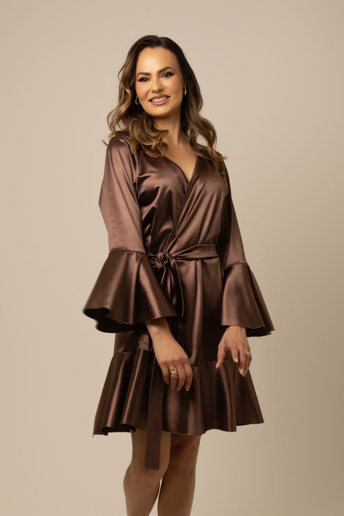 Robe Brisa Luxo Marrom NÃO Amarrota